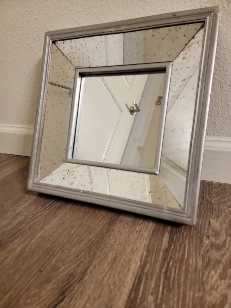 1ft Heavy Wooden Silver Speckled Mirror/ Vanity Dresser Perfume Tray