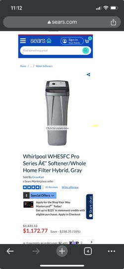 Whirlpool WHESFC Pro Series Softener/Whole Home Filter Hybrid, Gray