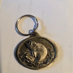 Pewter Keychain Featuring A Bass Fish 