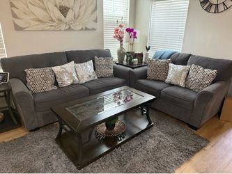 Sofa with love seat and tables
