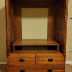 Solid Oak Media Armoire