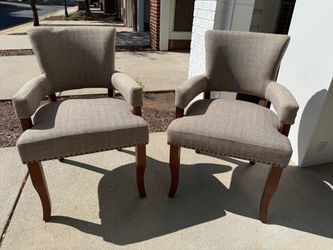 Pair of Upholstered Armchairs with Nailhead Trim