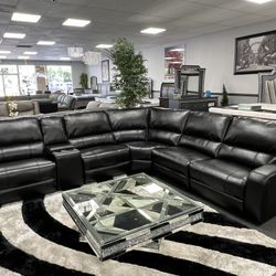 Black Leather Sofa Sectional 🔥SALE🔥