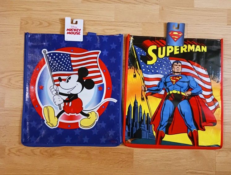 $5 Both NWT 4th Of The July Mickey Mouse And Superman Big Reusable Tote Bag