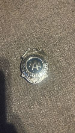 Vintage AAA Captain School Safety Patrol Badge Silver with Blue;