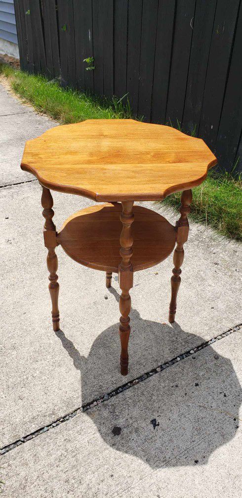 Vintage Round Maple Side Table