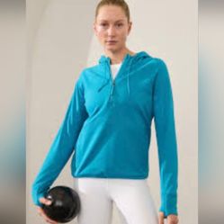 Athleta Unstoppable Half Zip Hoodie Sweatshirt Blue Small