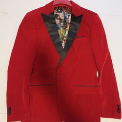 SUSLO Tailored Red Velvet Blazer - Size S/38 slim fit