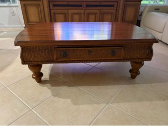 Tropical woven rattan coffee table