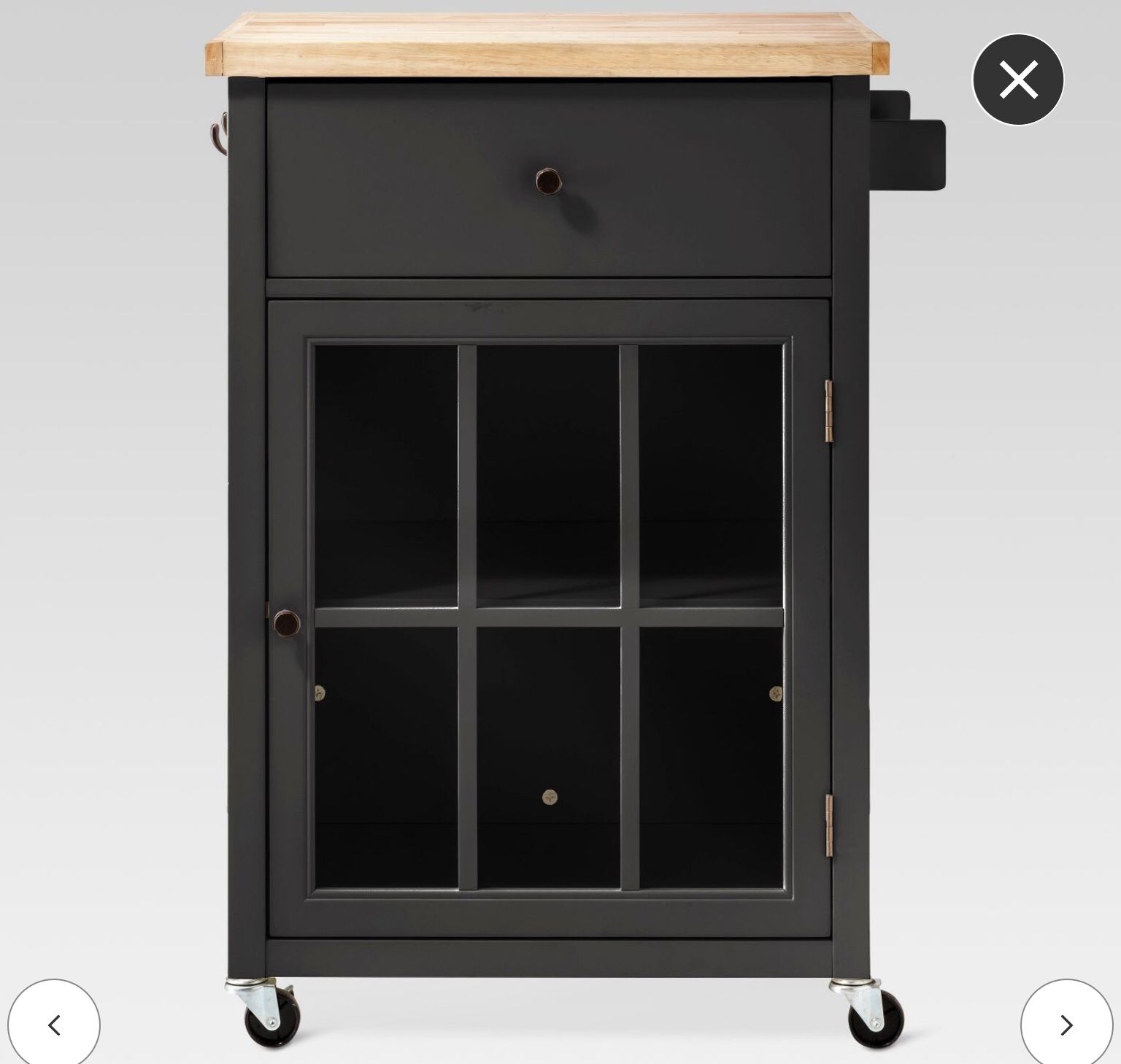 Kitchen rolling island Black cabinet with wheels Windham Wood Top Kitchen Island - Threshold