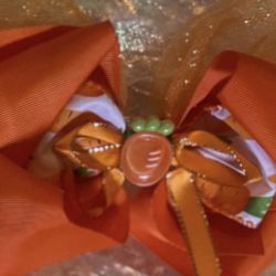 “ Hair Bow Homemade  “ Orange With Carrots 