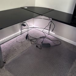 L-Shaped Glass Top Desk