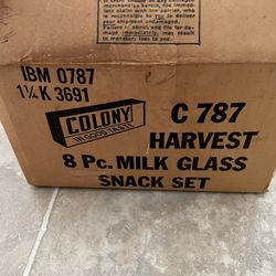 Vintage Colony 8 Piece Milk Glass Snack Set C 787