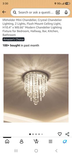 Brand New Mini Chandelier, Crystal Chandelier Lighting, 2 Lights, Flush Mount Ceiling Light, H10.4''