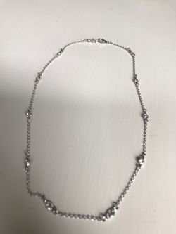 Silver and CZ station necklace