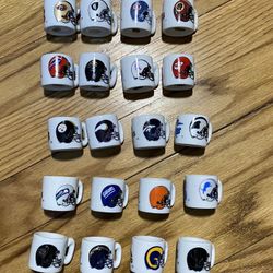 NFL Football Teams Mini Miniature Ceramic Coffee Mugs Team Logo Cups-Lot Of 20