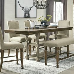 Lettner Gray-Brown Counter Height Set

