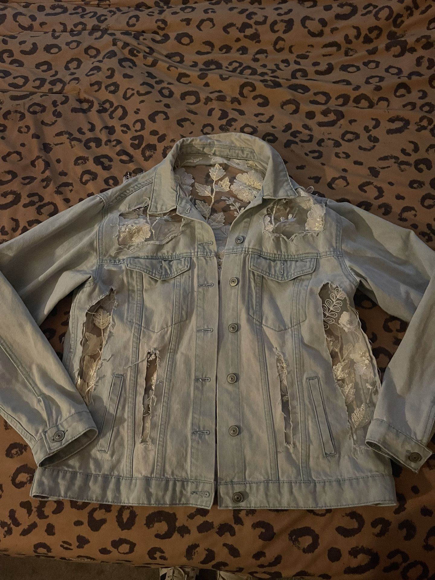 Jean Jacket With Lace Trims