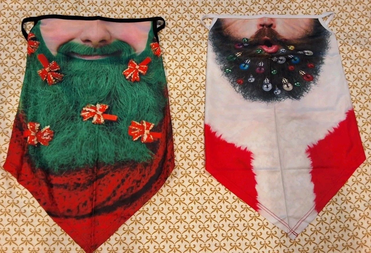 Funny Christmas Beard Mask - Novelty Gag Gift for Men - Holiday Costume Accessor