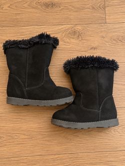 🖤 Cat & Jack Girls Black Winter Boots – Size 6C