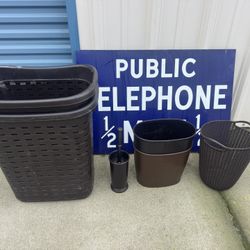 Trash Can For The Bathrooms And 2 Baskets For Laundry 