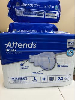 New Attends Briefs / Pañales 4 - 24 L size packs
