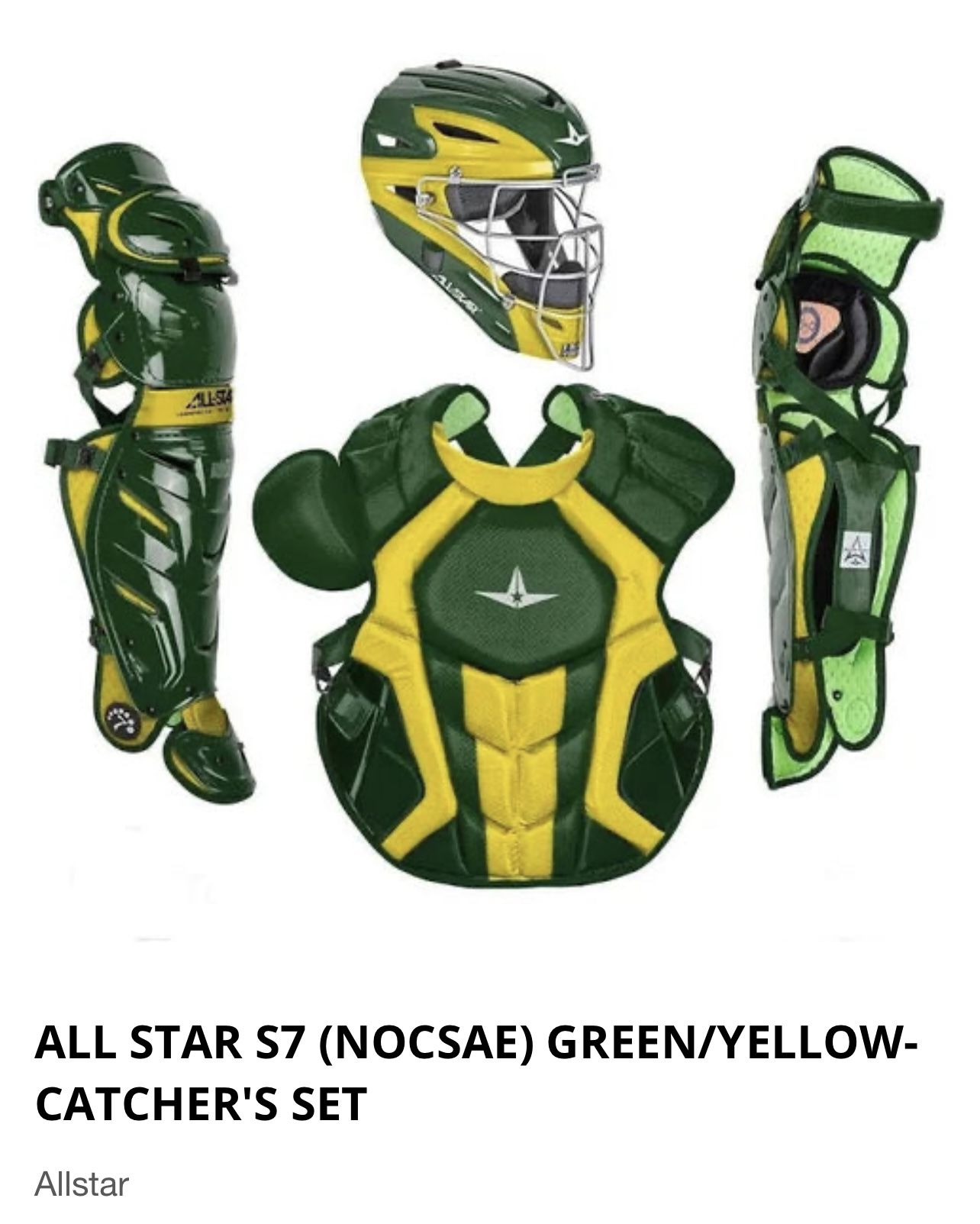 All Star S7 (NOCSAE) Green/Yellow Catchers Gear