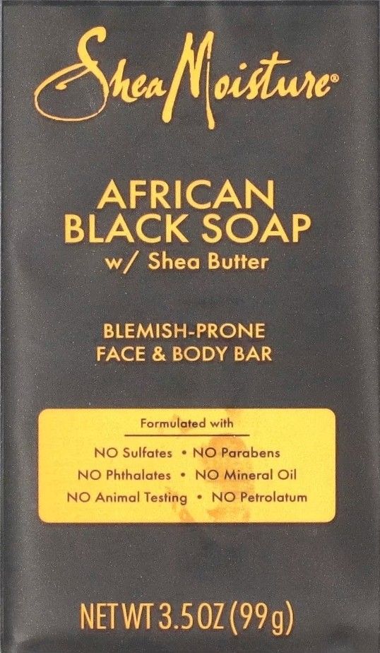 4 Pack African Black Soap With Shea Butter 3.5oz Blemish Prone Face & Body Bar
