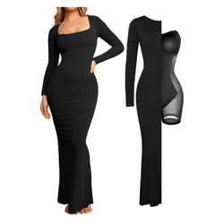 Popilush Black Ribbed Mermaid Dress