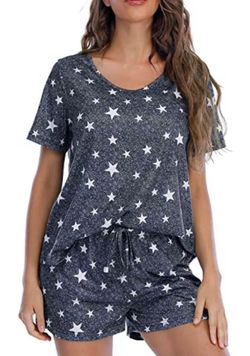 Womens Cute & Soft Short Sleeve Pajamas Set-Drawstring Shorts With Pockets, 2X, NEW.