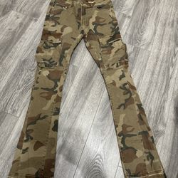 Stacked Denim Flare Jeans Camo KDNK 