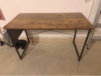 Industrial Wood Desk with Storage Bag $75 — Good Condition | Pickup Only (Aubrey, TX)