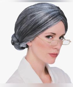 Old Lady Gray Bun Wig for Women - Classic Styled Hairpiece