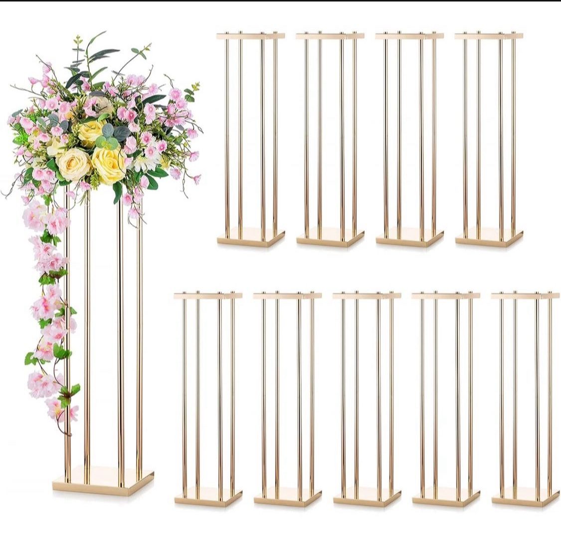 Szigigi Wedding Table Flower Centerpiece Decoration - Tabletop Metal Flowers Floor Stand Living Room 40 inch Tall Vases Decor Geometric Rectangular Ta