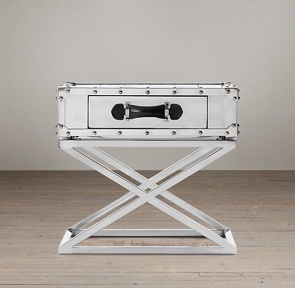 Restoration Hardware Trans Atlantic Steamer Trunk Two Side Tables (2)