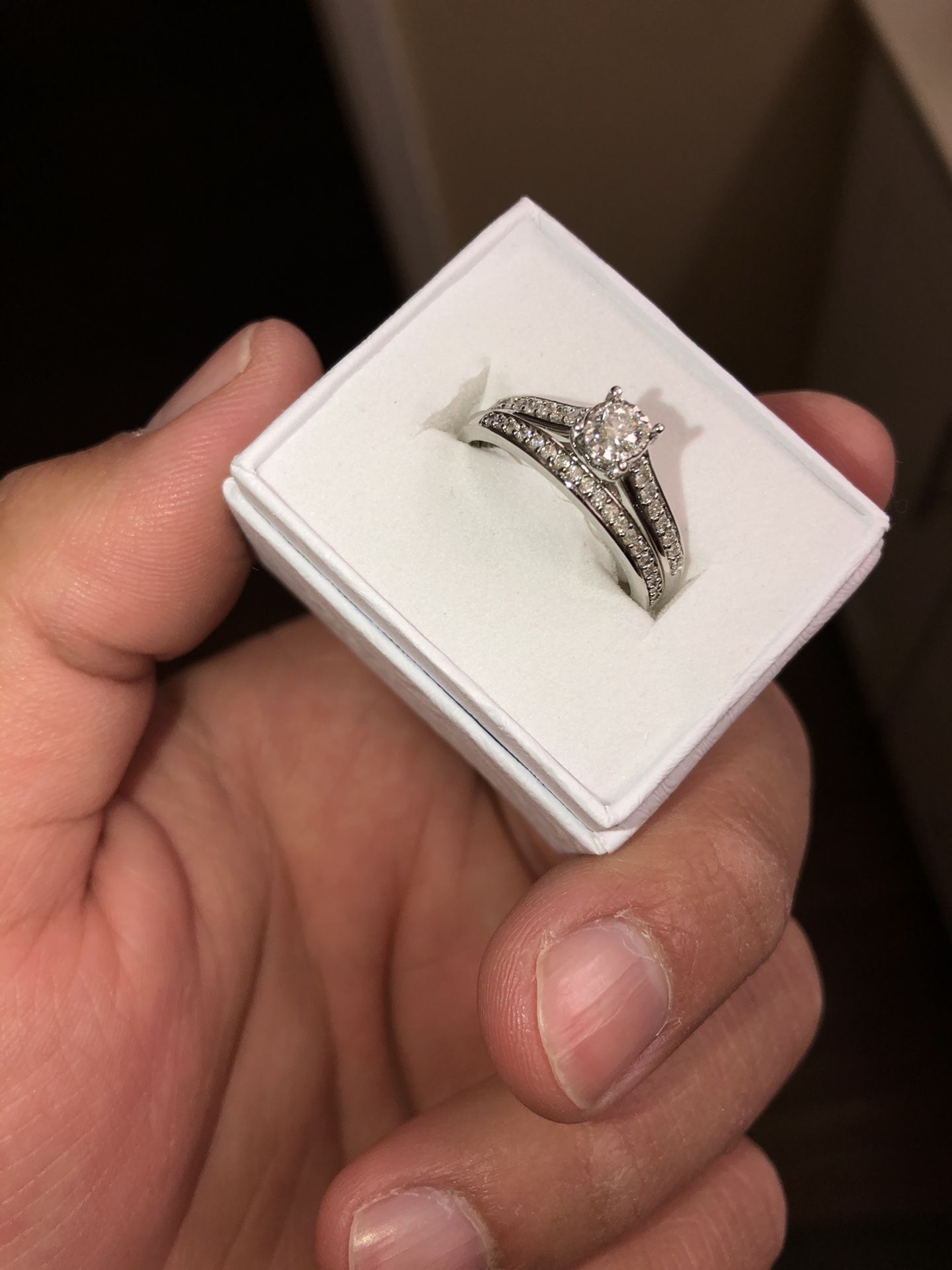 1/2 ct diamond weight, white gold wedding ring set, size 8