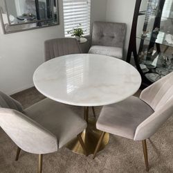 Marble And Gold Dining Table