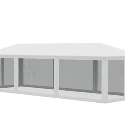 New In Box Outsunny 10' x 28' Gazebo Party Tent with 8 Mesh Netting