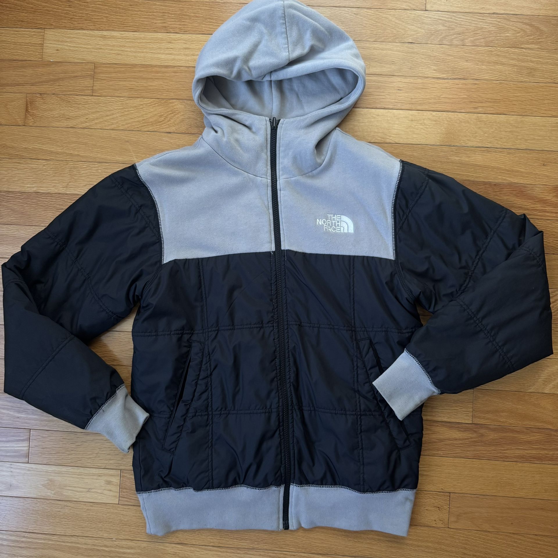 Men Small - The North Face Reversible Winter Jacket Coat Black Gray