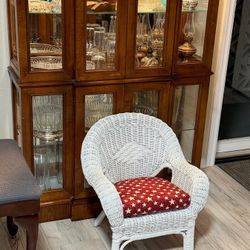Vintage Child’s Wicker Chair With New Cushion – Or Dog Bed!