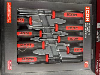 Icon professional, mechanic screwdriver, set 8 piece red