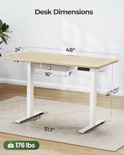 Adjustable Standing Desk with Drawer 48x24