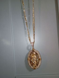 Gold-Tone Saint San Judas Chain Necklace