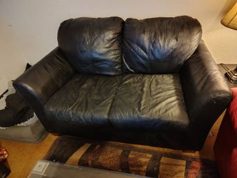Black leather loveseat