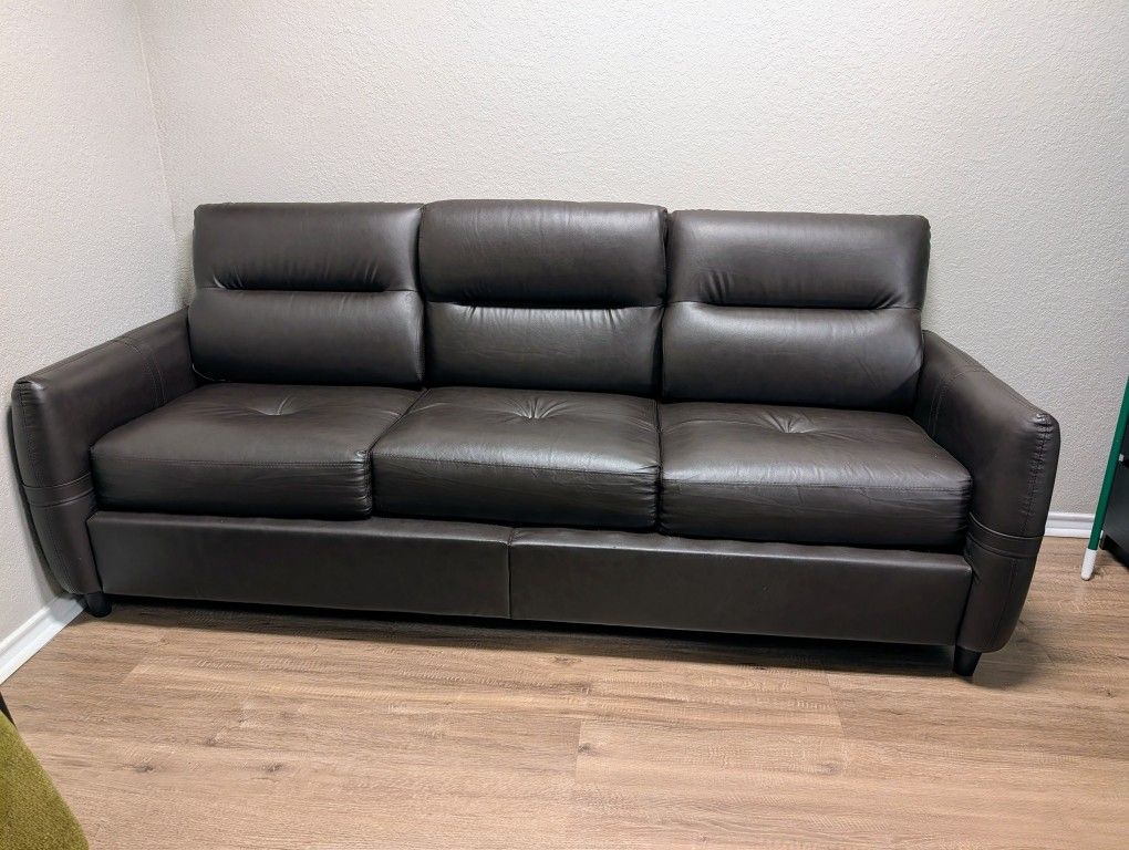 3 Seat Faux Leather Black Sofa