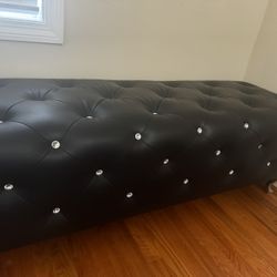Baxton Studio Stella Crystal Tufted Modern Bench, Black