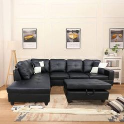 BRAND NEW 3 PIECES SECTIONAL COUCH WITH STORAGE OTTOMAN