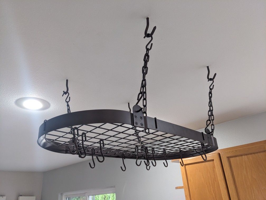 Black Kitchen Ceiling Hanging Rack For Pots And Pans