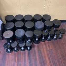 Rubber Round Head Dumbells Set Used