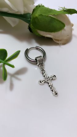Hips Hop Jewelry Gothic Antique Silver Men Cross Clip on Earring